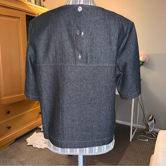 Mignon Doo black denim crop top womens sz M - Picture 7 of 8